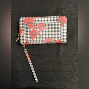 Red Floral Checkered Women's Wallet